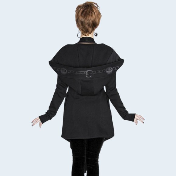 Restyle Fortune Teller Black Hoodie with Veil, XS, Gothic Winter Coat - Picture 11 of 11